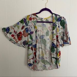 H+M Botanical Motif Open Kimono Butterfly Sleeves